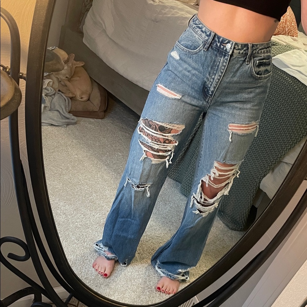 Flying Monkey Wide Leg distressed jeans